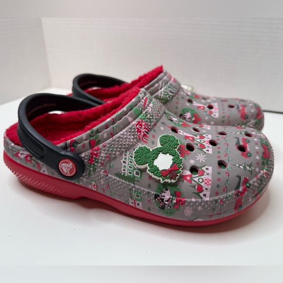 Crocs x Disney Parks Holiday Christmas Mickey Mouse Clogs Grey Women's 8 Men's 6 - Picture 1 of 16